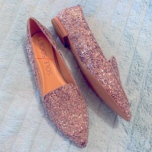 SOLE SOCIETY Cammila Pointed Toe Glitter Slip-On Loafers. Sparkle, baby!!✨✨✨